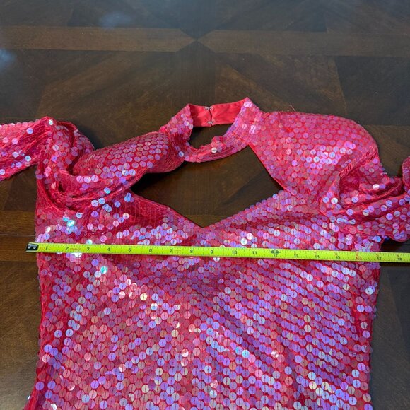 Vintage 80s NiteLine Red Sequin sexy Dress Deadstock  Sz 10 NOS party cocktail - Picture 5 of 10